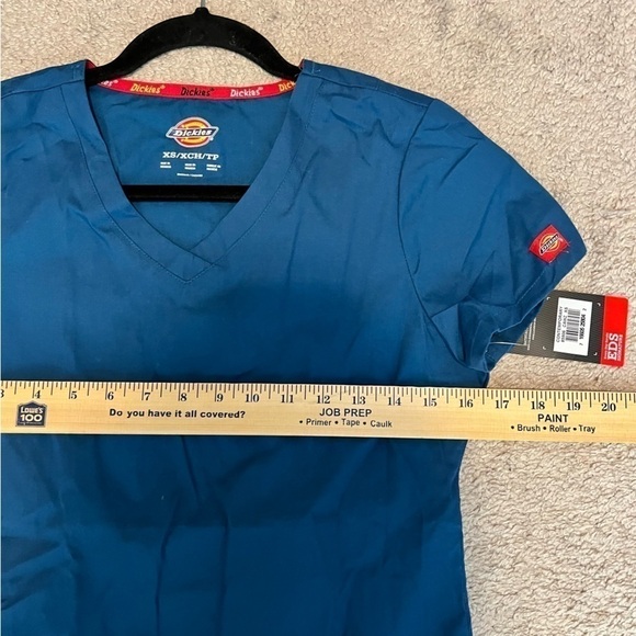 Dickies Scrubs Top womens XS Blue EDS Signature Shirt Front Pockets Short Sleeve - Picture 8 of 9